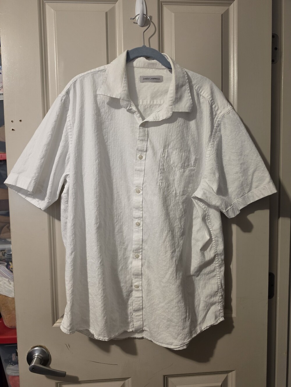 James Campbell White Short Sleeve Button-Down Casual Shirt XL
